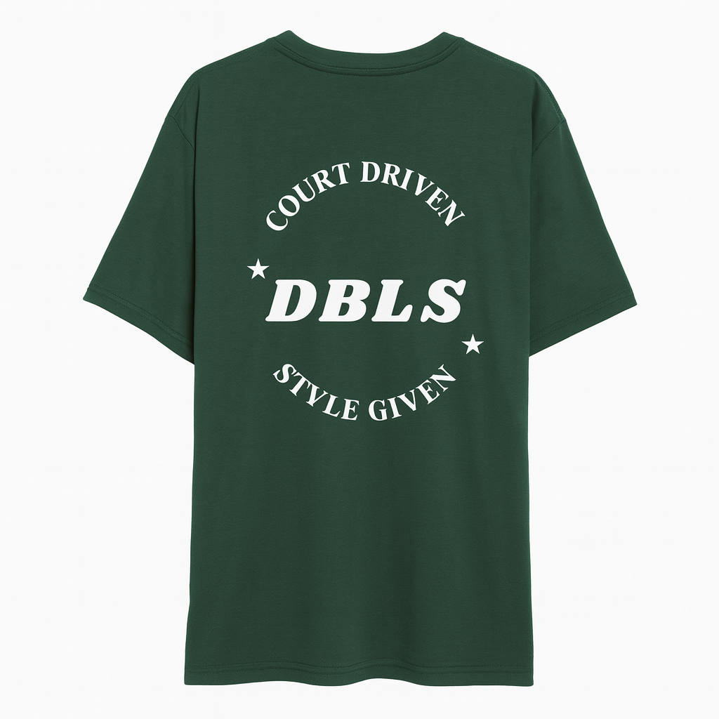Green shirt with court driven style given in S shape with DBLS in the middle