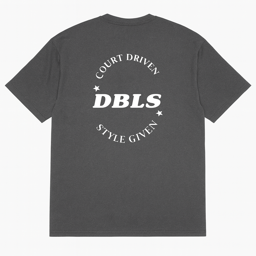 Grey shirt with court driven style given in S shape with DBLS in the middle