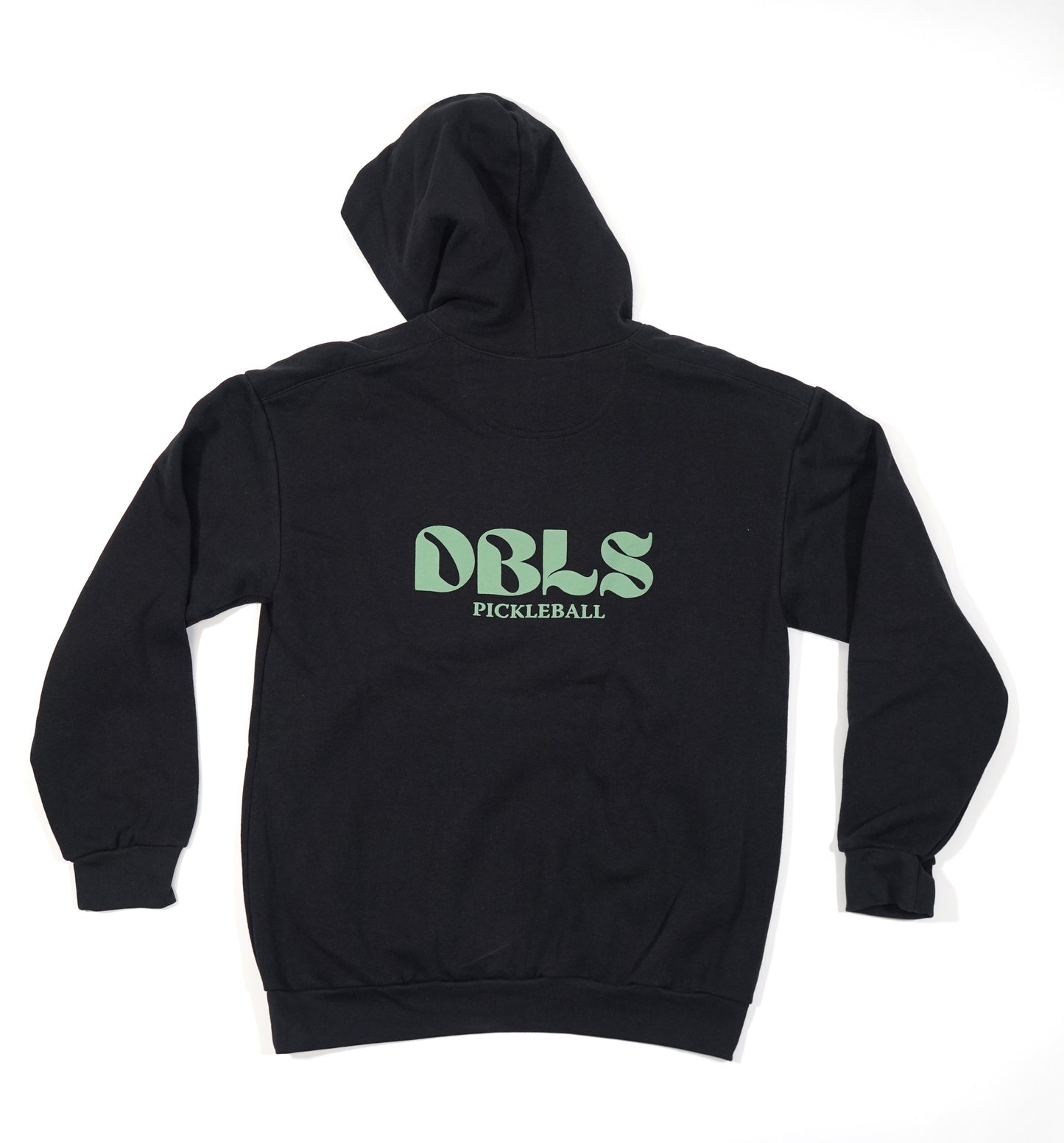 back of the ssalary light hoodie with the dbls pickleball logo in the center