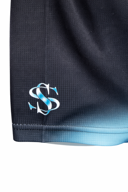 Close-up of the SS logo on a white background